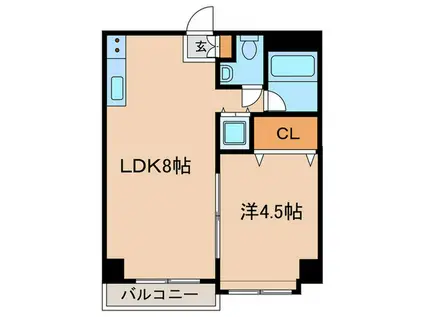ウイング駒沢(1LDK/4階)の間取り写真