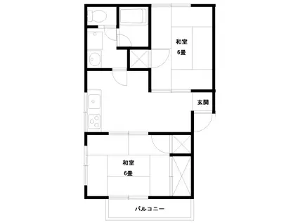 コーポエルドラドB棟(2DK/2階)の間取り写真