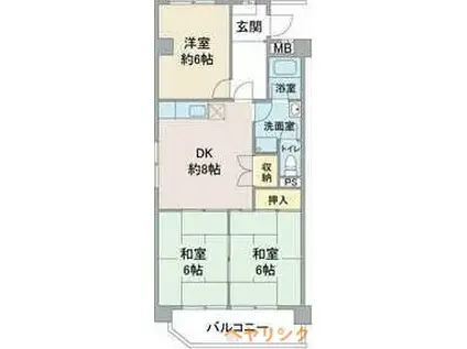 扶桑ハイツ2(3DK/4階)の間取り写真