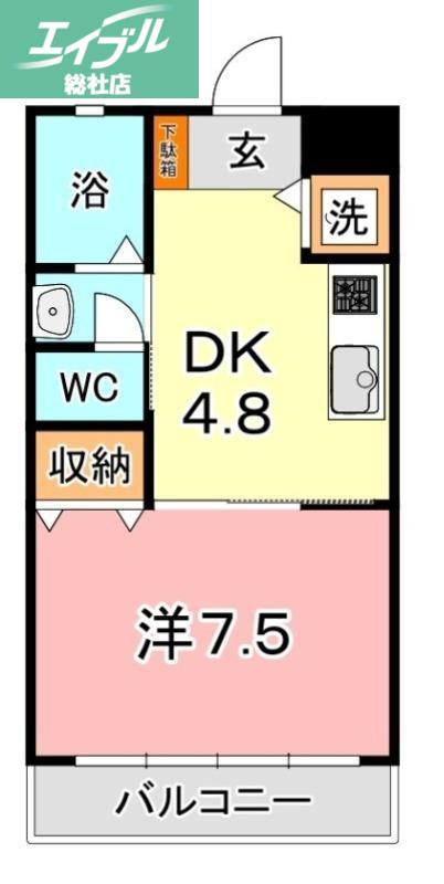 ポローニア西阿知(1DK/2階)の間取り写真
