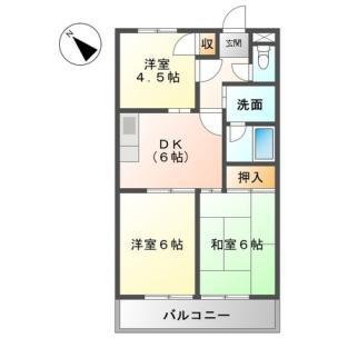 ベルフォーレ日根野(3DK/3階)の間取り写真