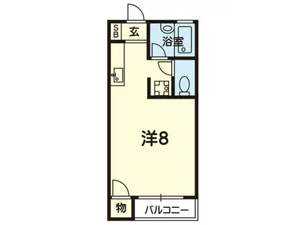サンハイツ黒髪(ワンルーム/2階)の間取り写真