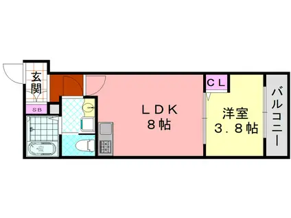 H-MAISON平野イーストIII(1LDK/1階)の間取り写真