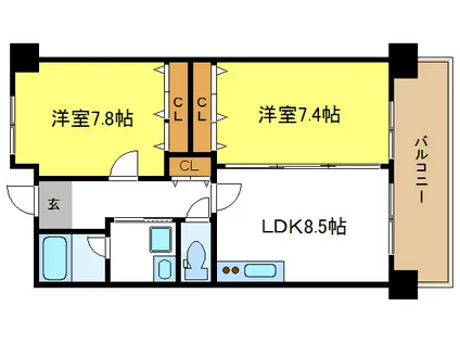 コージーコート喜連(2LDK/1階)の間取り写真