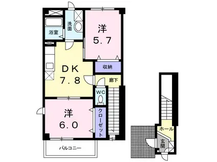 サンパ-クア・ナン(2DK/2階)の間取り写真