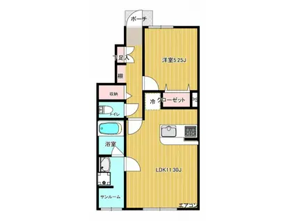 クァットウル(1LDK/1階)の間取り写真