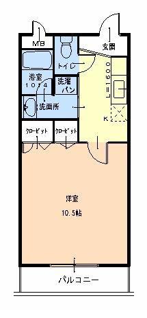 Mトゥルケーゼ(1K/2階)の間取り写真