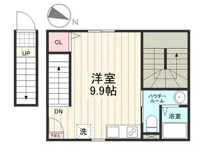 キャスティア目黒柿の木坂(ワンルーム/2階)の間取り写真