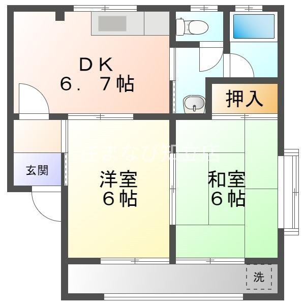 ハイツ桜雅C棟(2DK/2階)の間取り写真