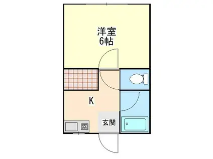 コーポ筑波B棟(1K/2階)の間取り写真