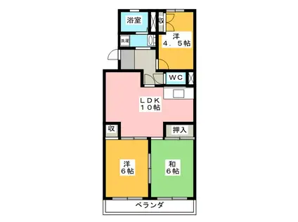 リバーサイド富士(3LDK/4階)の間取り写真