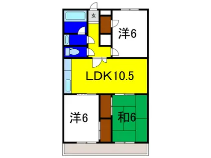 カサコモダPART1(3LDK/2階)の間取り写真
