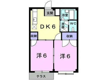 ファミーユ美崎B(2DK/1階)の間取り写真