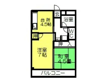 NO7山一ビル(2DK/1階)の間取り写真