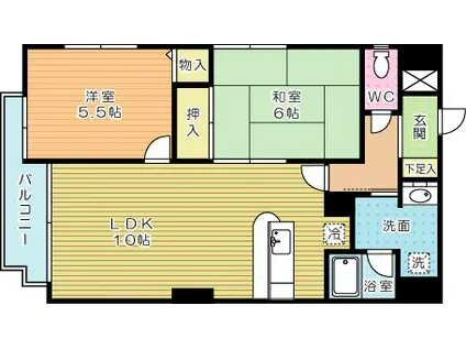 ケイジュカン I(2LDK/6階)の間取り写真