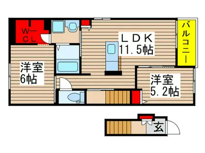 ハレ・マーリエD(2LDK/2階)の間取り写真