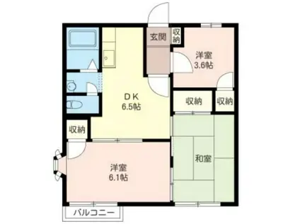 ニューキャスル上矢部B(3DK/2階)の間取り写真