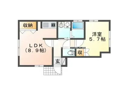 カーサ国府(1LDK/1階)の間取り写真