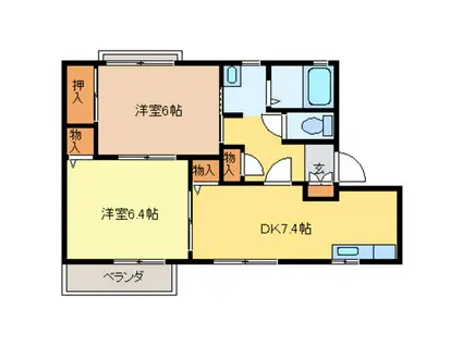 フレグランス旭日(2DK/2階)の間取り写真