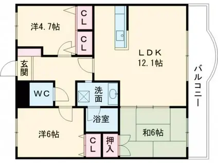 ライオンズマンションマキシム櫛原(3LDK/6階)の間取り写真