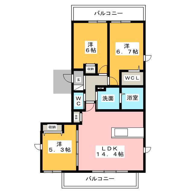 メゾンルミエール(3LDK/2階)の間取り写真
