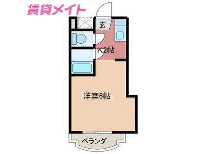 レジデンス岡本(1K/2階)の間取り写真