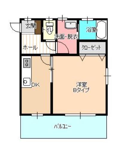 佐々木ビル(1DK/2階)の間取り写真