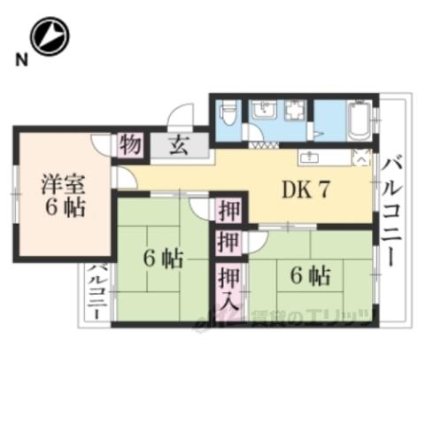 ハイネスやまざき(3DK/2階)の間取り写真