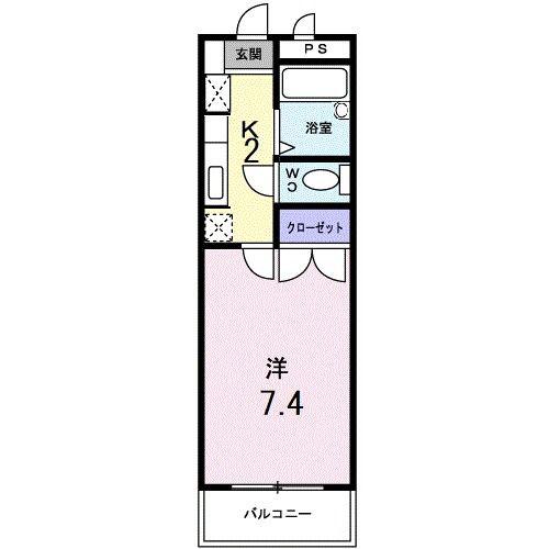 ペルレパークB(1K/2階)の間取り写真
