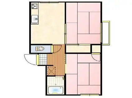 レジデンスうつみA(2DK/2階)の間取り写真