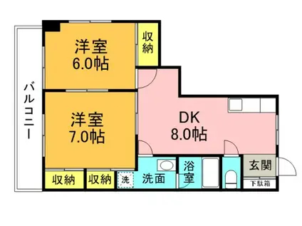 広瀬第3YSビル(2DK/4階)の間取り写真