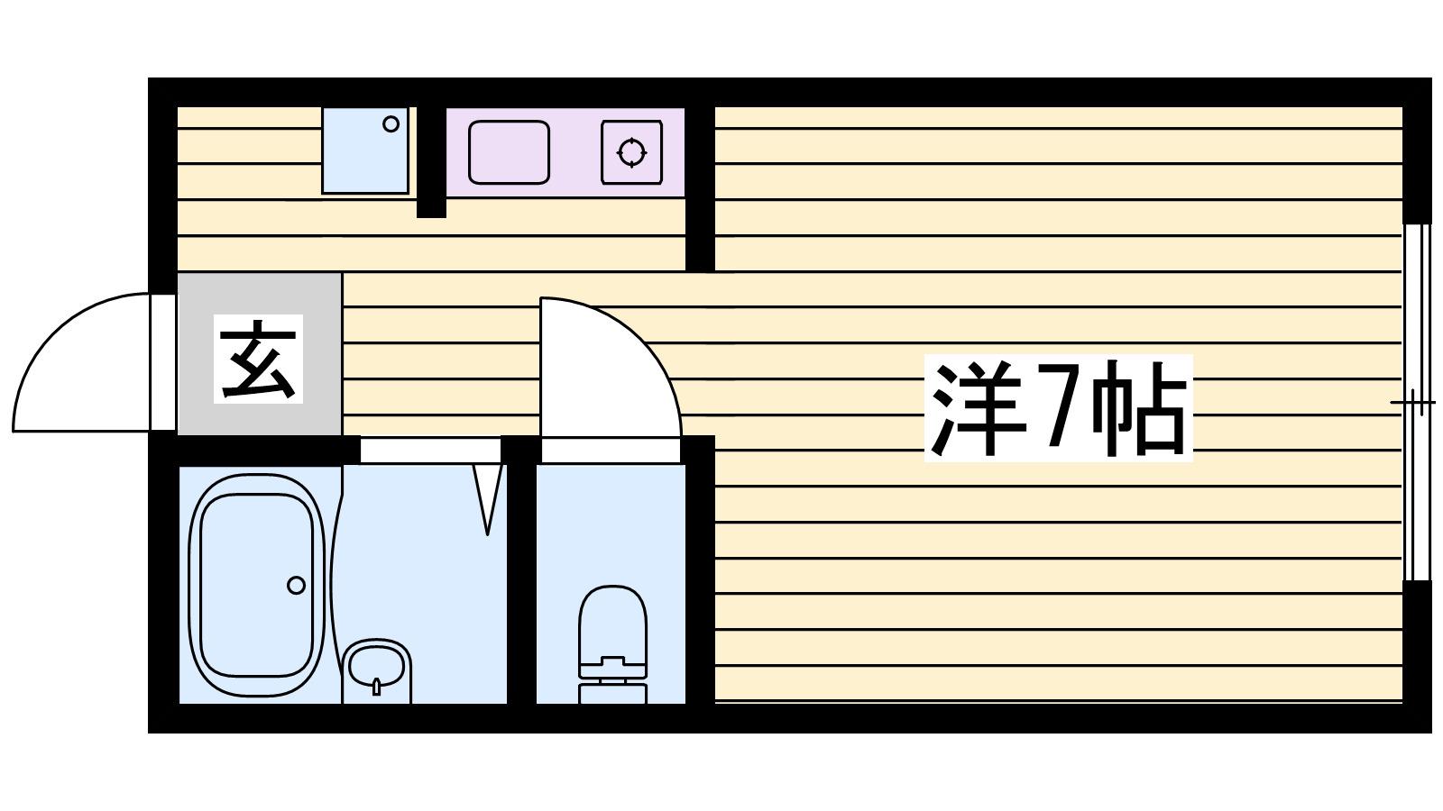 プランドール英賀保(1K/2階)の間取り写真