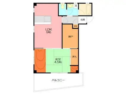 大硬ビル(1LDK/1階)の間取り写真