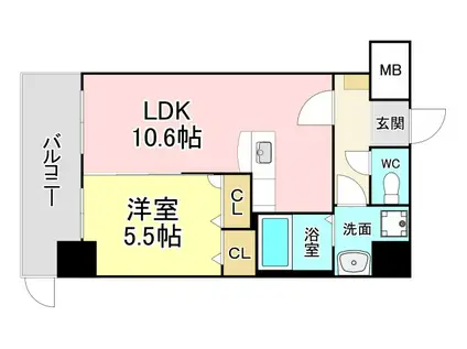 F・STAGE折尾(1LDK/8階)の間取り写真