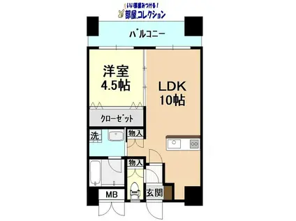 LEON下到津(1LDK/9階)の間取り写真