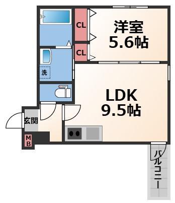 フジパレス瓜生堂I番館(1LDK/1階)の間取り写真