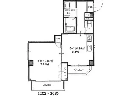 ラフォール 十条(1DK/3階)の間取り写真