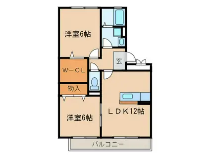 リヴィエール(2LDK/3階)の間取り写真