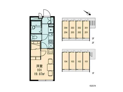 レオパレスシヴII(1K/1階)の間取り写真