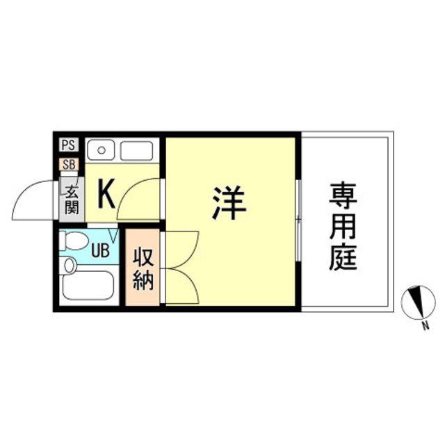 ジョイ甲子園(1K/1階)の間取り写真
