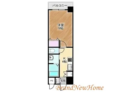 住吉橋TKハイツ(1K/4階)の間取り写真