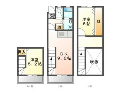 シークエンス鳥塚I(2DK/1階)の間取り写真