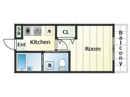 ブレイブ山手A棟 205(1K/2階)の間取り写真