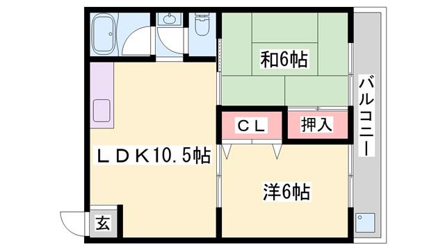 リノグランベル姫路(2LDK/4階)の間取り写真