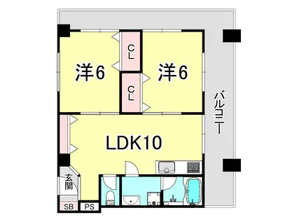 垂水星が丘パークハイツ(2LDK/4階)の間取り写真