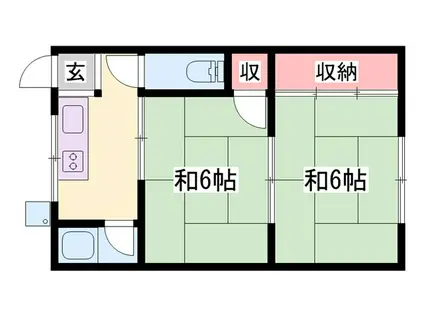 マンション浦岡(2K/3階)の間取り写真