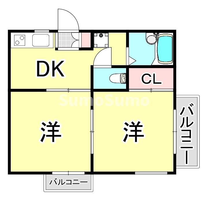 レオパレス アムール(2DK/2階)の間取り写真
