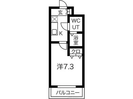 アリビオ千里豊津(1K/2階)の間取り写真