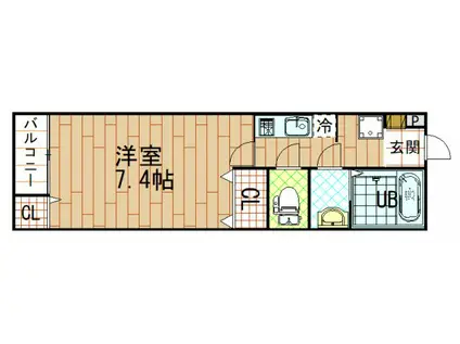 ノイヴェル長瀬(1K/1階)の間取り写真