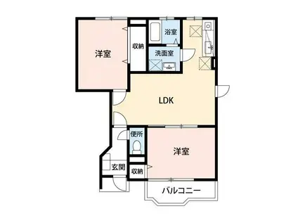 パレス赤坂(2LDK/1階)の間取り写真